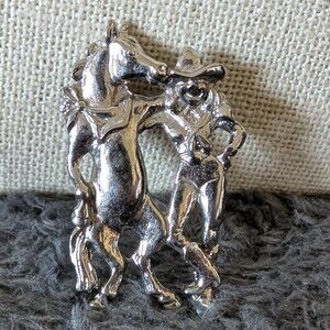 Vintage Western Crumrine girl and her horse brooch #42